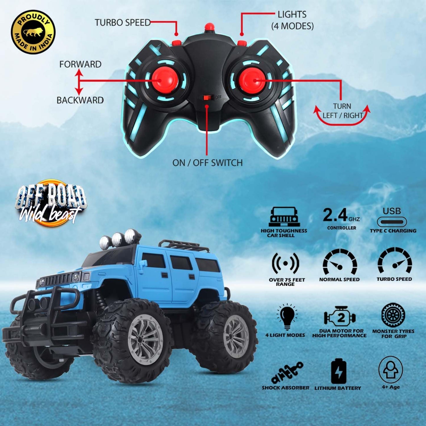 Popsugar Off Roader Rechargeable Remote Control Car