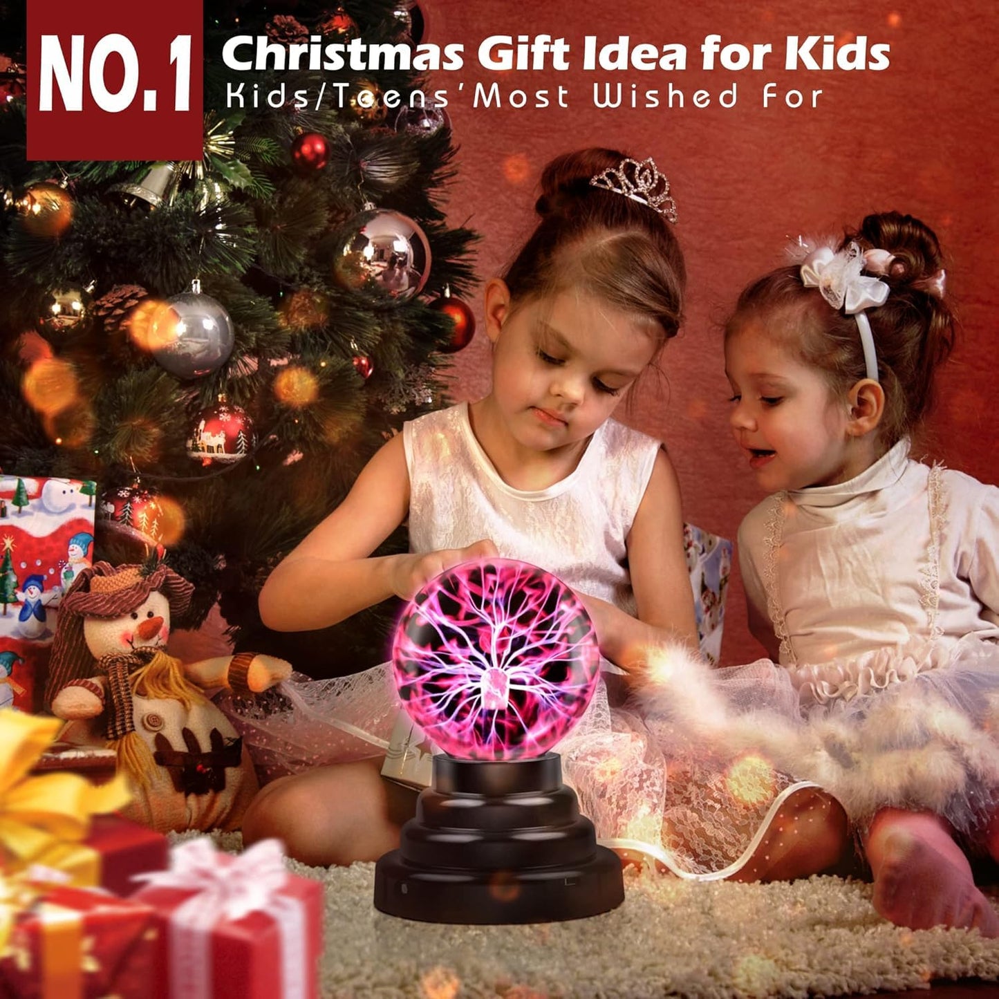 PUJI Plasma Globe Lamp - Touch and Sound Sensitive Lightning, Electric Ball Interactive Novelty Toy, Bedroom & Desktop Home Décor, Tesla Coil Light Orb