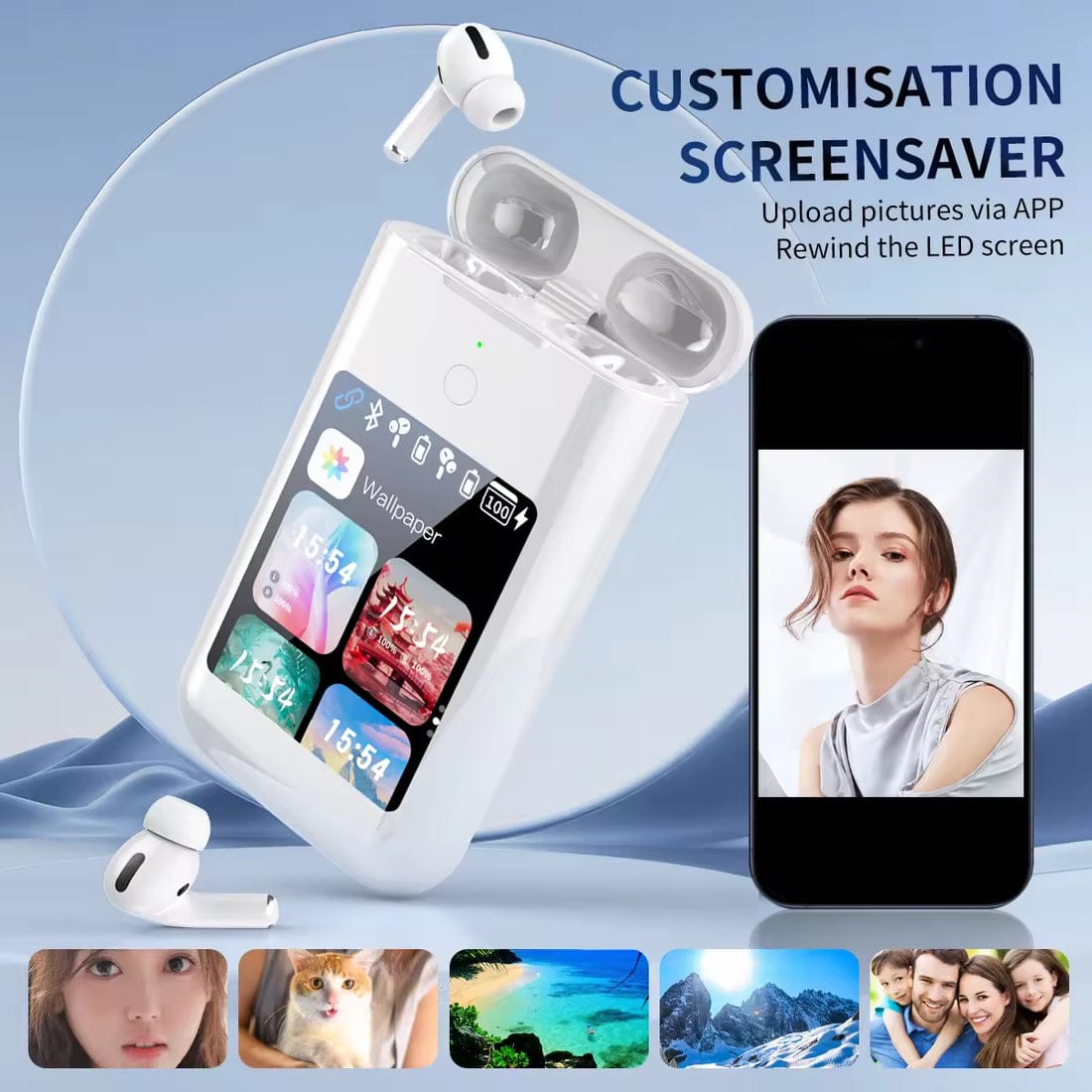 Multipurpose powerbank with airpods and display